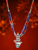 Turquoise, Coral and Lapis Lazuli Sterling Silver Necklace