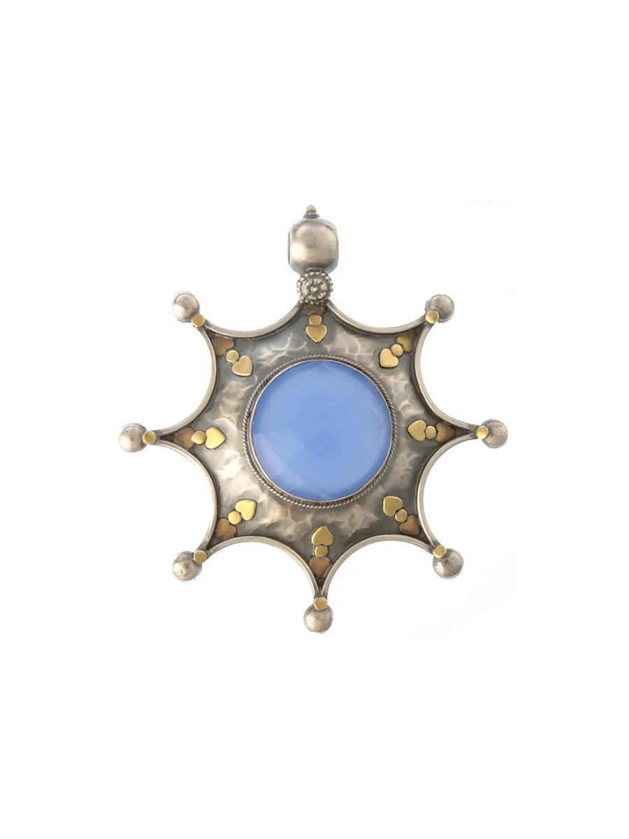 Faceted Blue Chalcedony Sterling Silver Pendant