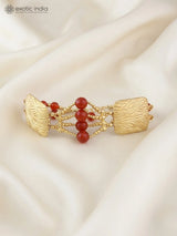Faceted Carnelian Gold Plated Sterling Silver Bracelet
