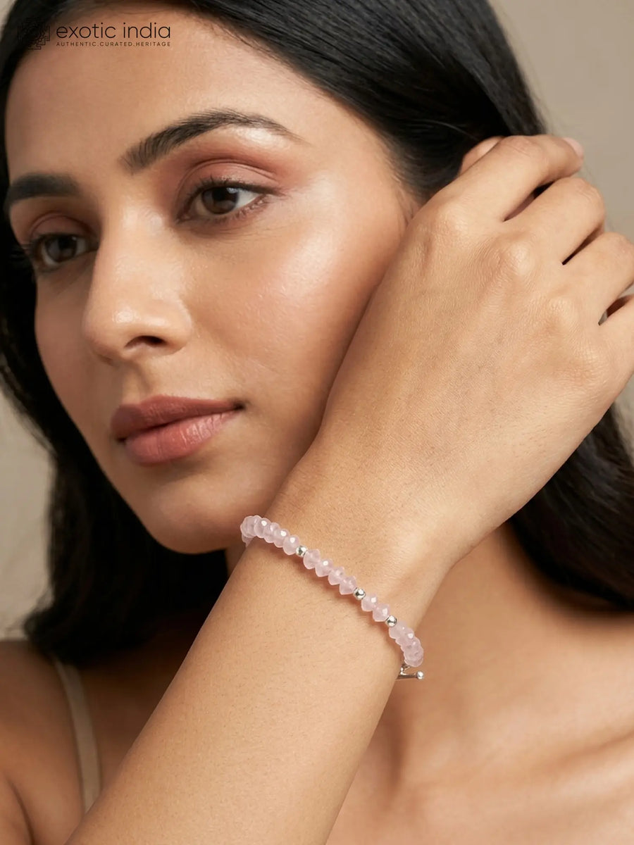 Faceted Rose Quartz Sterling Silver Bracelet