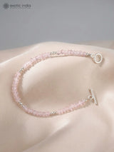 Faceted Rose Quartz Sterling Silver Bracelet