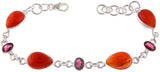 Carnelian and Garnet Sterling Silver Bracelet