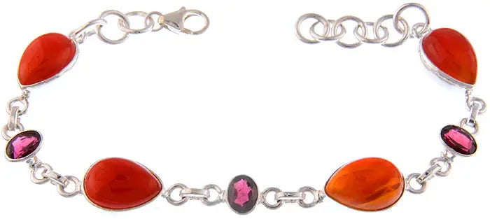 Carnelian and Garnet Sterling Silver Bracelet