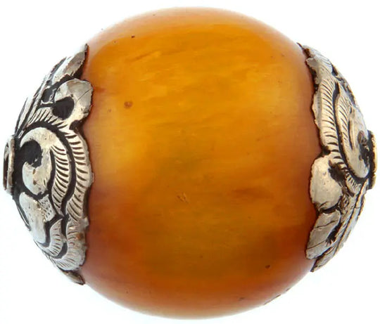Amber Resin Dust Sterling Silver Beads Necklace