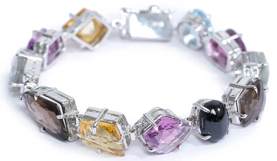 Multicolour Gemstone Charm Bracelet in Sterling Silver
