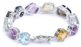 Multicolour Gemstone Charm Bracelet in Sterling Silver