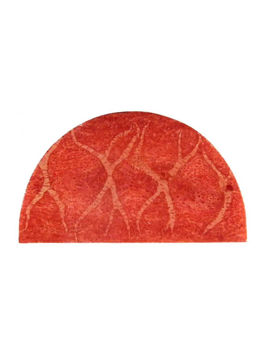 Sponge Coral Semi Circle Cut Pendant Necklace