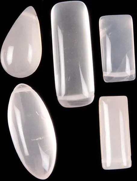 Five Rose Quartz Cabochon Drilled Necklace Beads