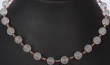 Frosted Crystal and Fanta Garnet Beaded Sterling Silver Necklace