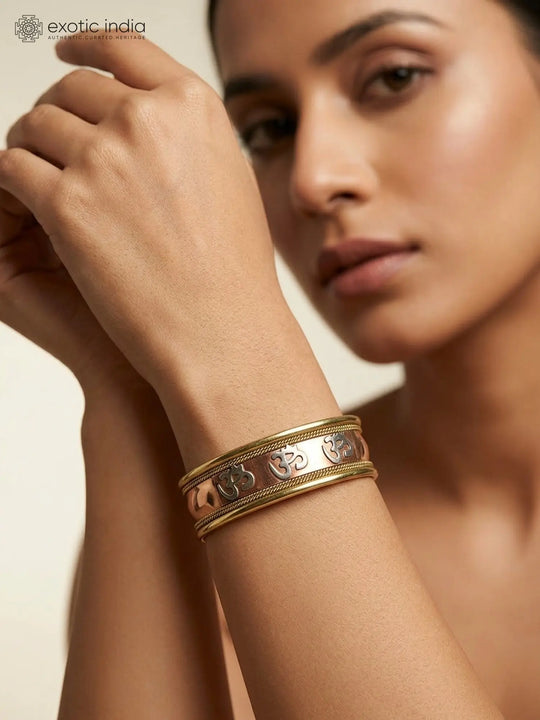 Triple Om Aum Copper Alloy Spiritual Bracelet