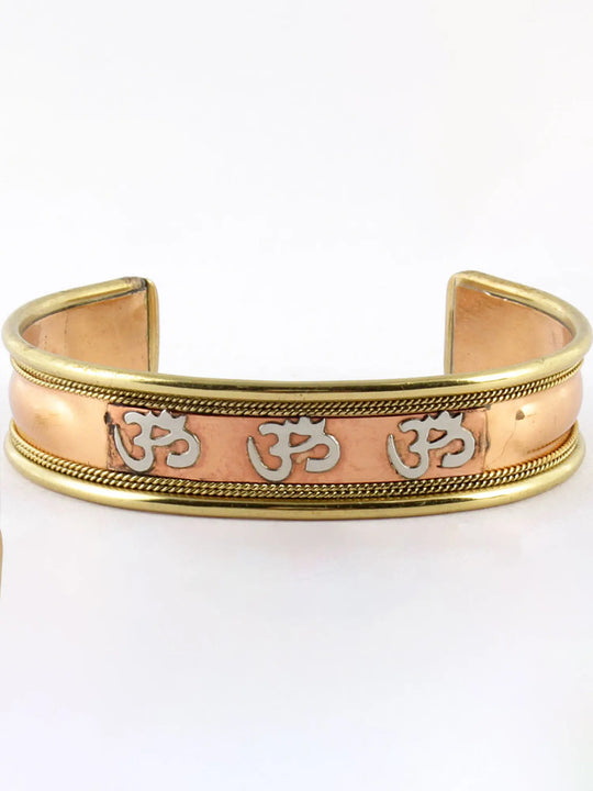 Triple Om Aum Copper Alloy Spiritual Bracelet