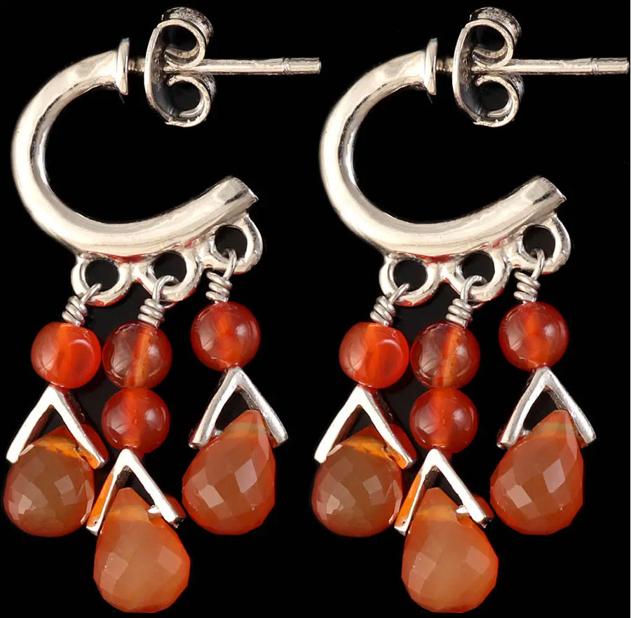 Faceted Carnelian Sterling Silver Chandelier Necklace