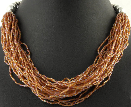 Brown Glass Seed Bead Necklace in Handcrafted Indian Style