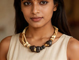 Ivory and Coffee Brown Beaded Necklace