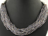 Grey Glass Seed Bead Necklace with Handcrafted Indian Motifs