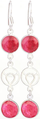 Faceted Ruby Sterling Silver Earrings