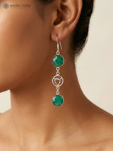 Faceted Green Onyx Sterling Silver Earrings