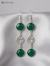 Faceted Green Onyx Sterling Silver Earrings