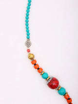 Silver Polished Brass Long Beaded Necklace with S Hook