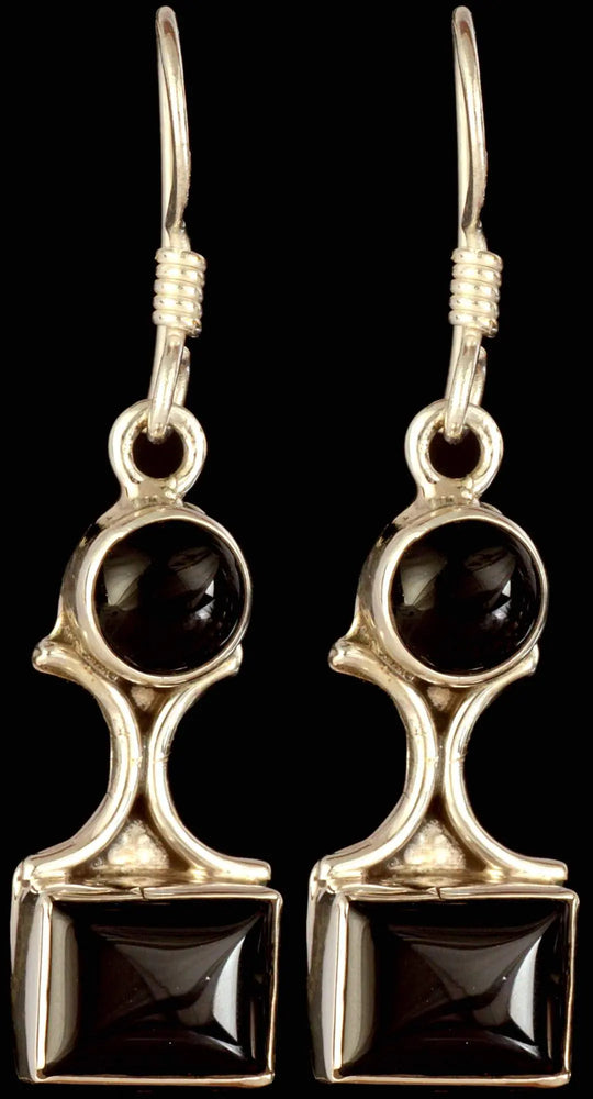Black Onyx and Sterling Silver Drop Earrings