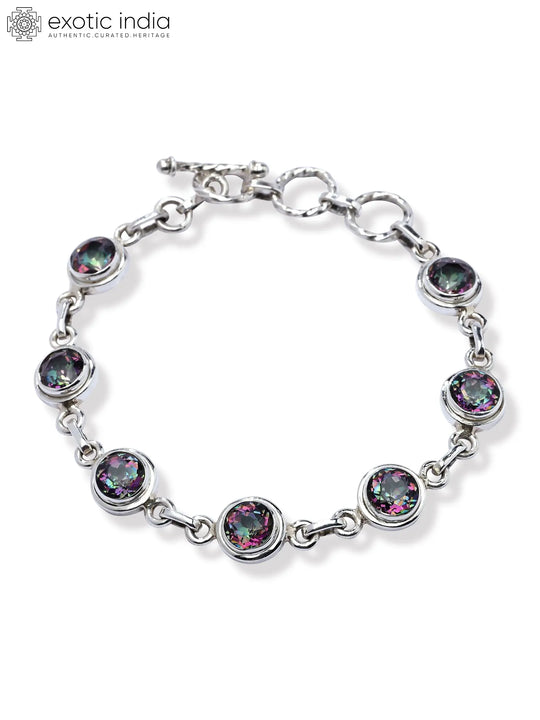 Mystic Topaz Round Sterling Silver Bracelet