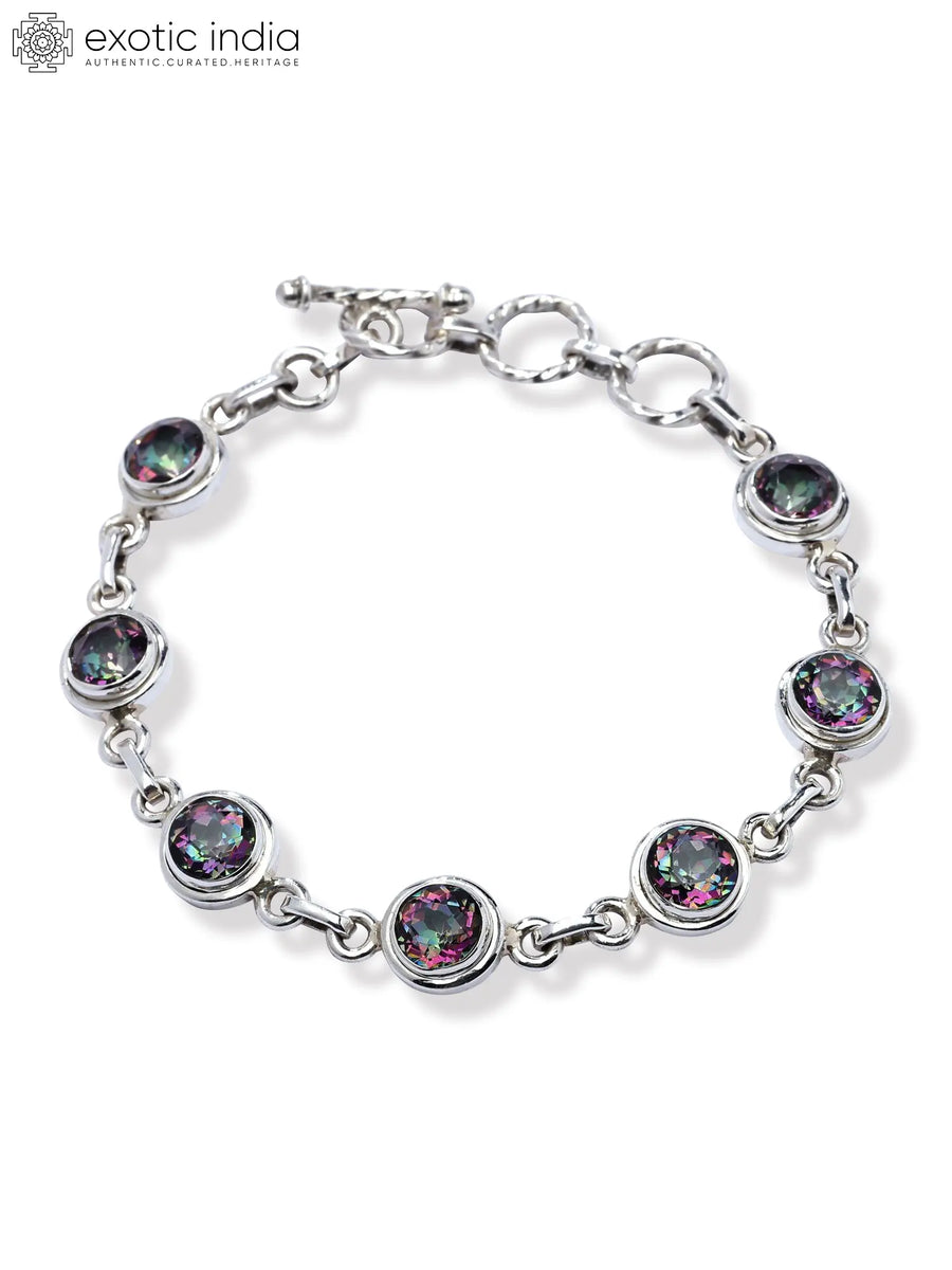 Mystic Topaz Round Sterling Silver Bracelet