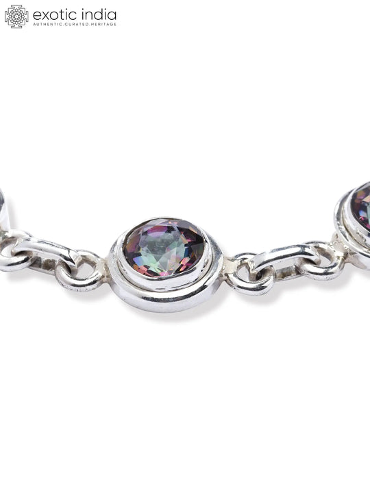 Mystic Topaz Round Sterling Silver Bracelet