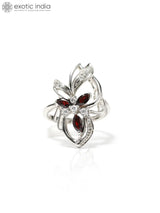 Faceted Marquise Garnet Sterling Silver Ring