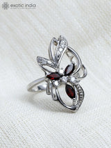 Faceted Marquise Garnet Sterling Silver Ring