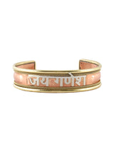 Faux Coral Ganesha Motif Copper Alloy Cuff Bracelet