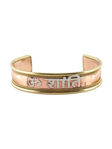 Om Shanti Copper Alloy Bracelet with Hindu Symbols