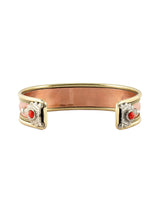 Om Shanti Copper Alloy Bracelet with Hindu Symbols