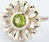 Faceted Peridot Sterling Silver Ring