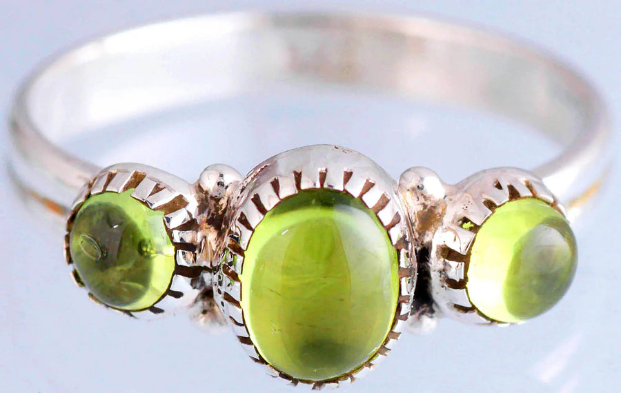Triple Peridot Sterling Silver Ring