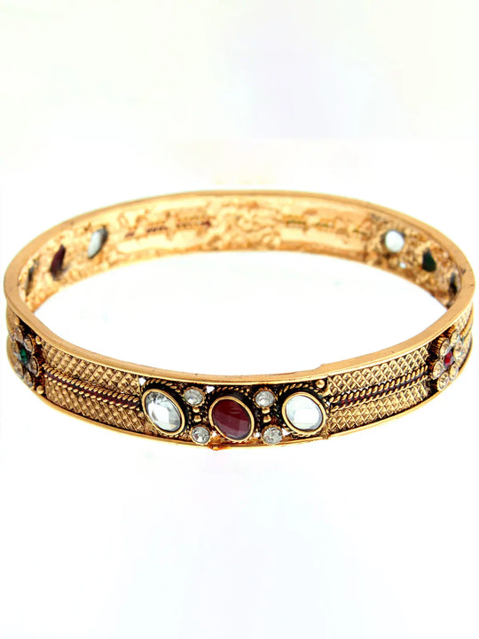 Polki Glass Stone Copper Alloy Bracelet