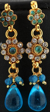 Polki and Glass Copper Alloy Earrings Set