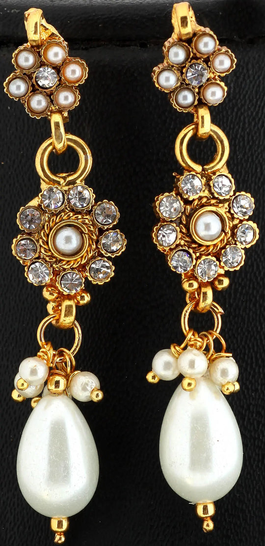 Faux Pearl Copper Alloy Glass Earrings