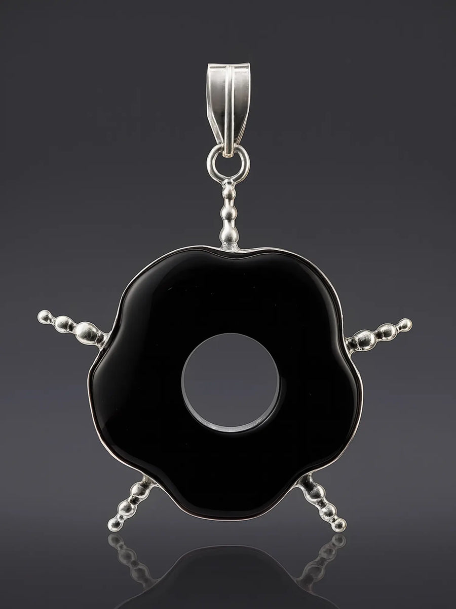 Spiked Black Onyx Sterling Silver Pendant