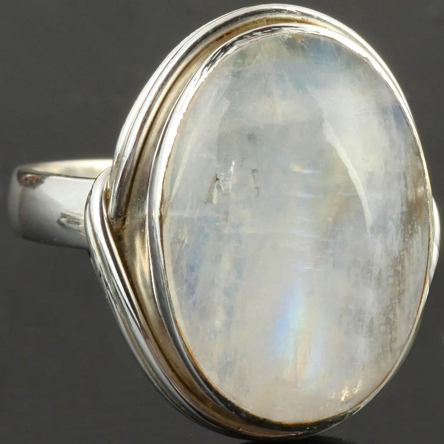 Rainbow Moonstone Sterling Silver Ring