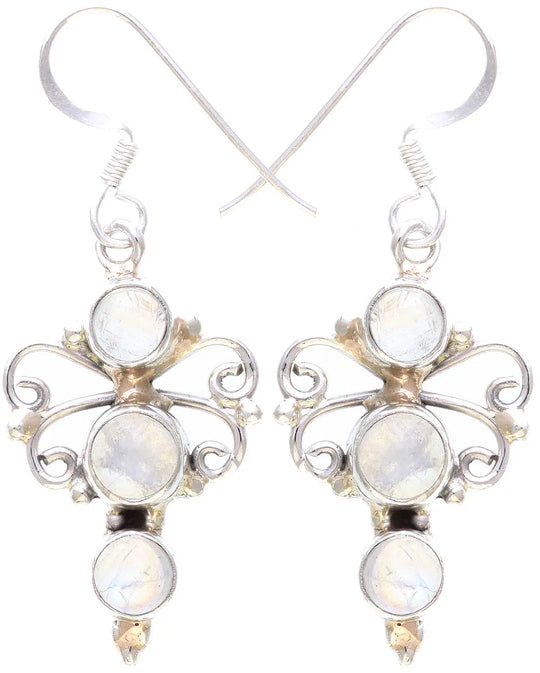 Rainbow Moonstone Sterling Silver Earrings