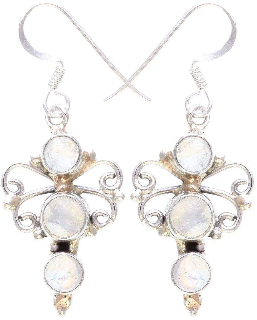 Rainbow Moonstone Sterling Silver Earrings