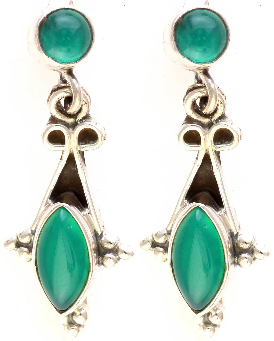 Green Onyx Sterling Silver Earrings