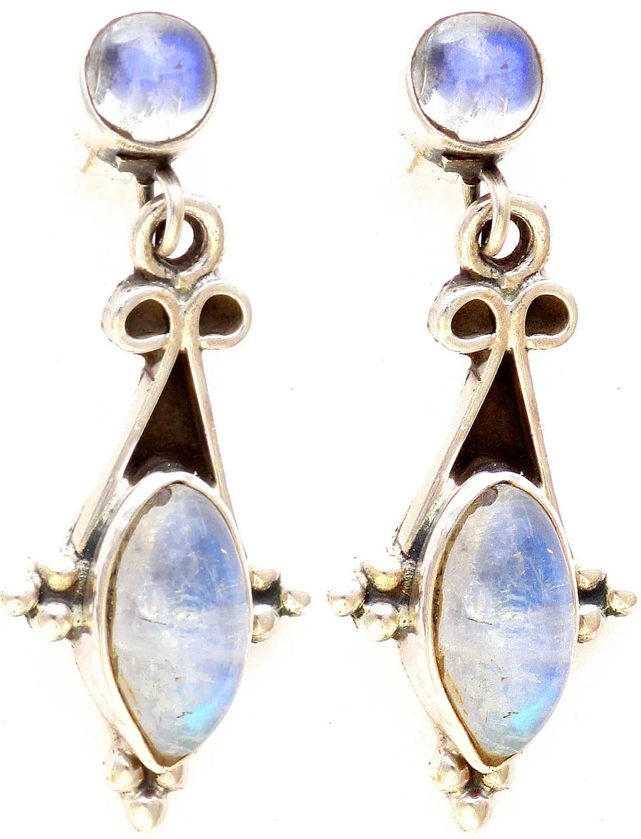 Rainbow Moonstone Sterling Silver Earrings