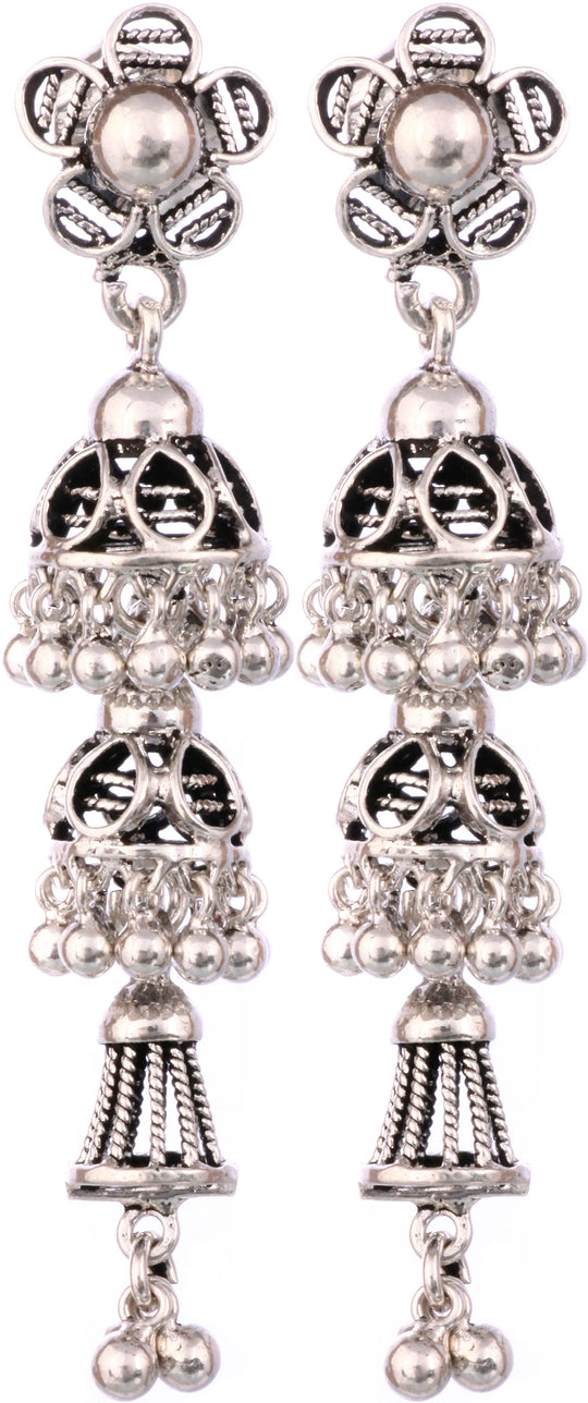 Ghungroo Chandelier Sterling Silver Earrings