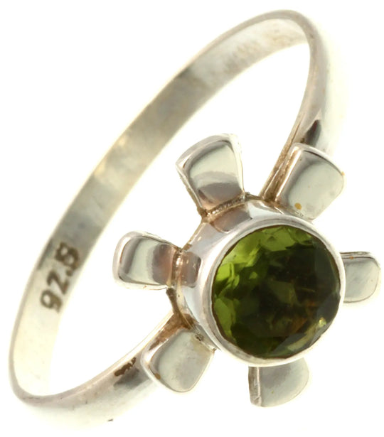 Faceted Peridot Sterling Silver Ring