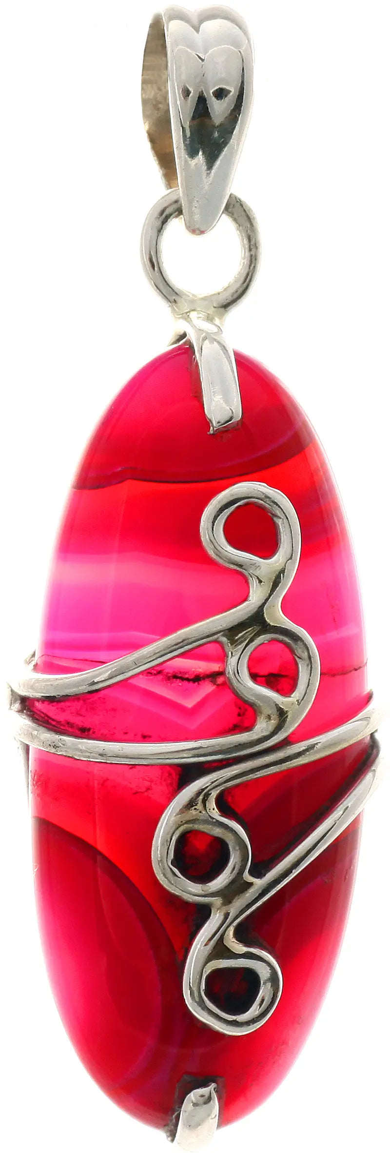 Hot Pink Chalcedony Sterling Silver Pendant