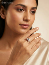 Faceted Gemstone Sterling Silver Ring in Amethyst and Peridot