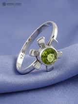 Faceted Gemstone Sterling Silver Ring in Amethyst and Peridot