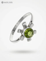 Faceted Gemstone Sterling Silver Ring in Amethyst and Peridot