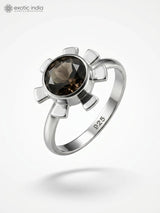Faceted Gemstone Sterling Silver Ring in Amethyst and Peridot